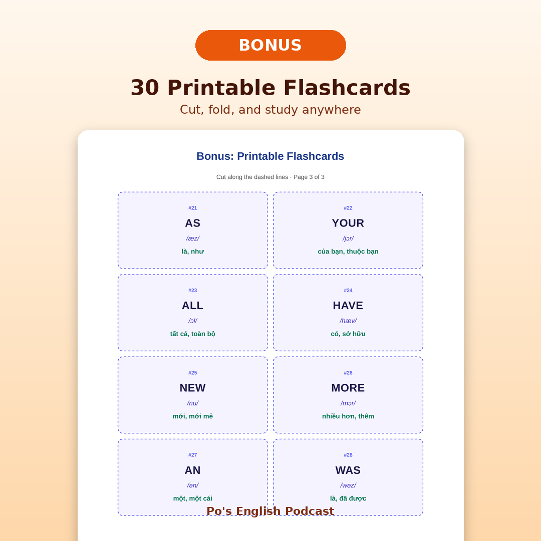 Trang xem trước 30 flashcard in được